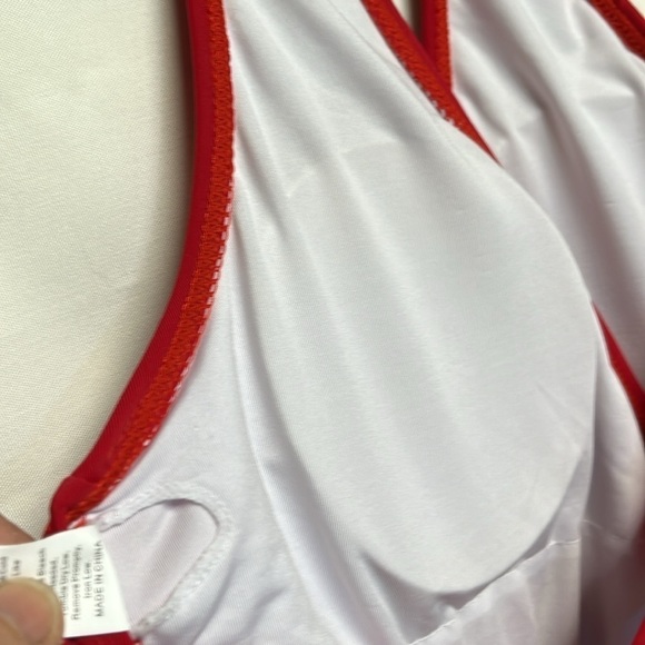 Swimsuit One Piece Bathing Suit Red , Black White Polka Dots - Picture 5 of 11